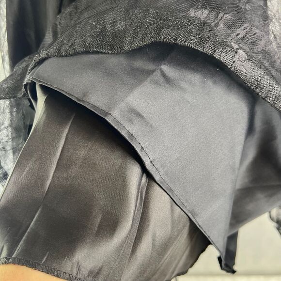 Black Vneck Embroidered Floral Tulle Fit &‎ Flare Formal Homecoming Dress Sz SM - Picture 6 of 11